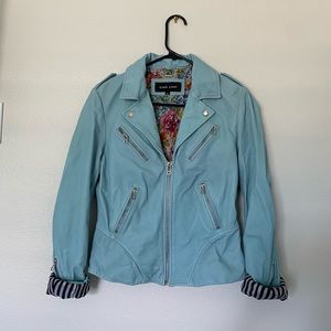 Blue faux leather jacket